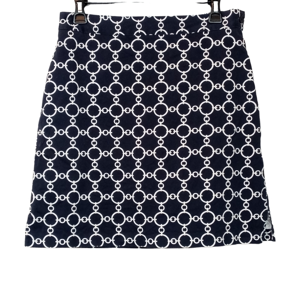 EP Pro 18 in. Navy Blue White Chain-link Pattern Golf Skort Size 6